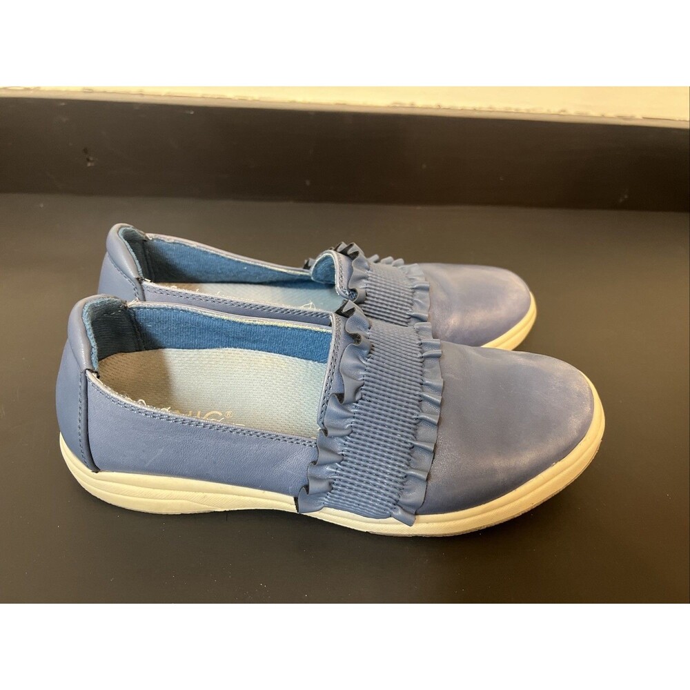 Earth Origins Ellis Shoes Womens Blue Leather Ruffle Casual‎ Comfort Slip On 7.5 - Picture 5 of 10